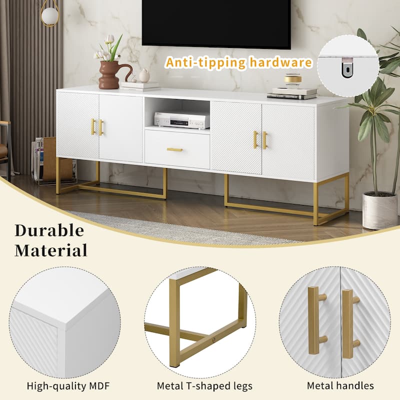 68.9" TV Stand with Dual Storage Cabinets and Cable Management