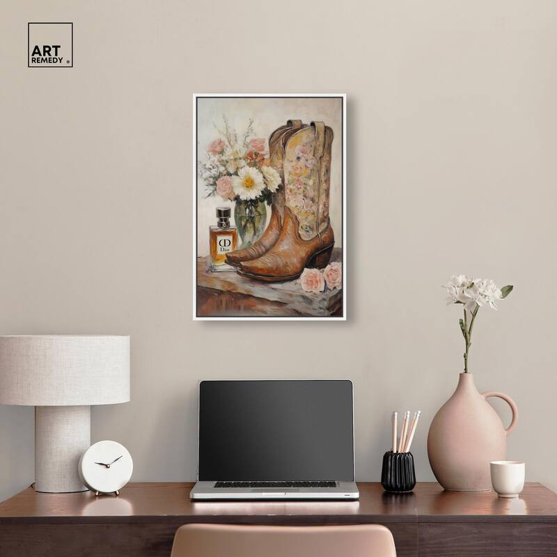 Delicate Floral Boots Canvas by Art Remedy