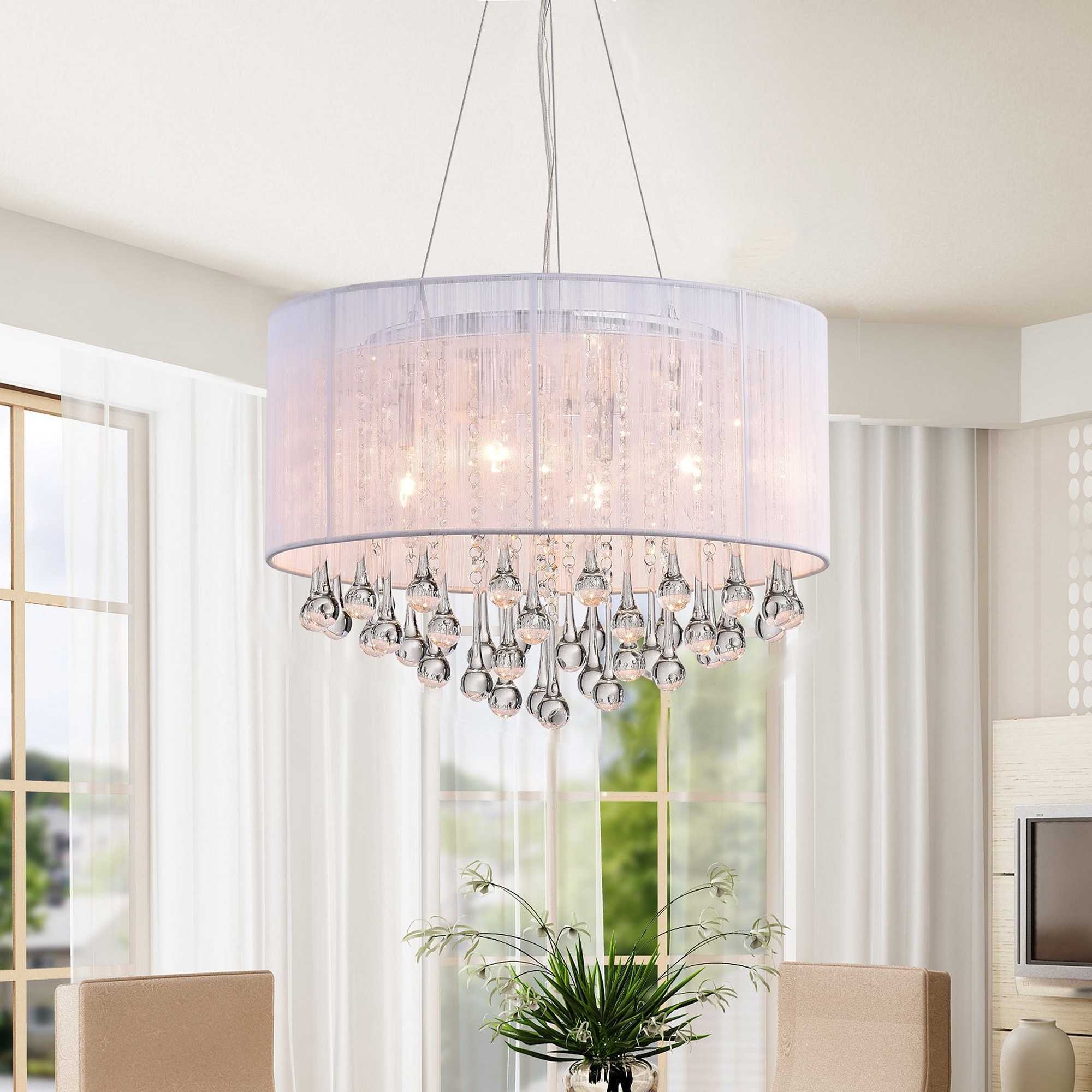 Spherical White Crystal Chandelier