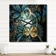 preview thumbnail 8 of 10, Designart 'Symmetrical Blue Gold Fractal Flower' Oversized Modern Wall CLock 16 in. Wide x 16 in. High