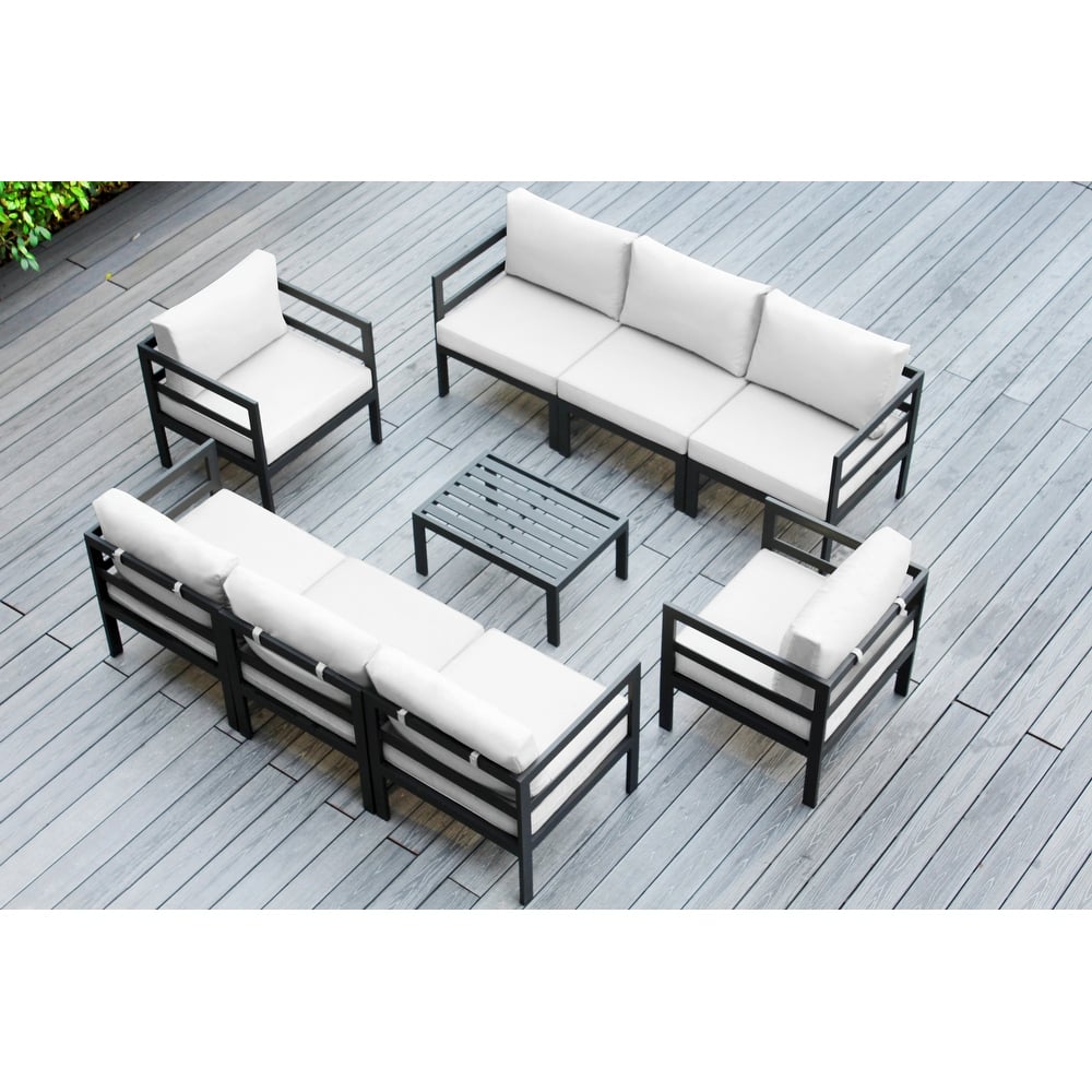 Ohana Outdoor 9-pc. Cushioned Aluminum Sectional - No Assembly