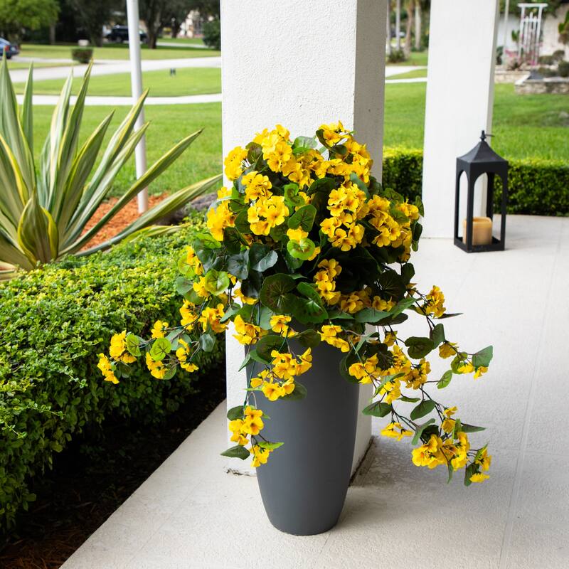 29-in UV Resistant Artificial Geranium Hanging Plant - Set of 2