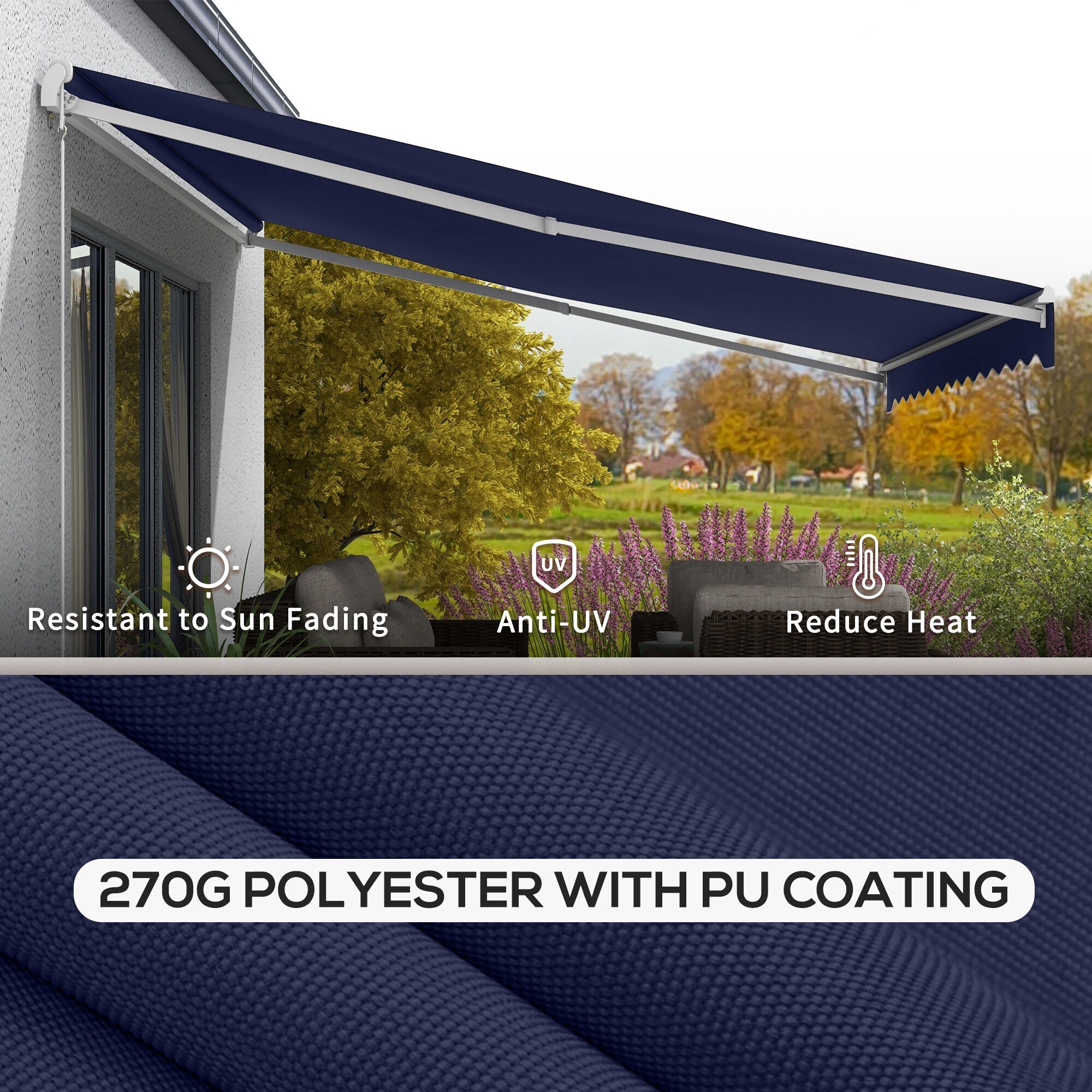 Outsunny 16' x 10' Electric Awning, Retractable Awning, UV