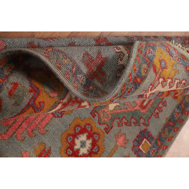 Hand Knotted Oriental 100% Wool Carpet Traditional Geometric Greys & Charcoal Kazak Area Rug - 5' 10'' X 4' 0''