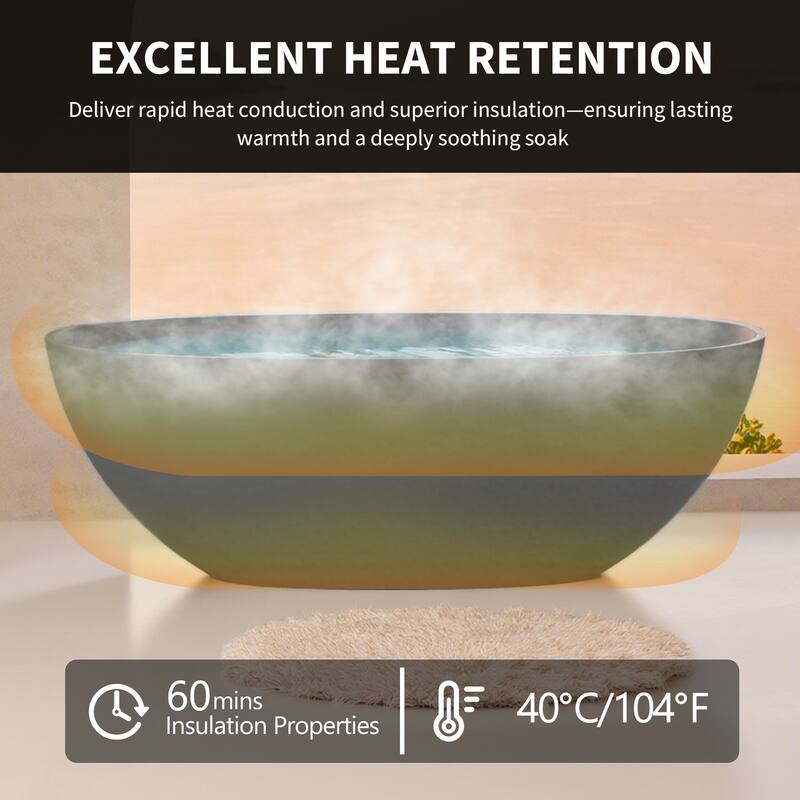 65" Matte Grey Solid Surface Bathtub