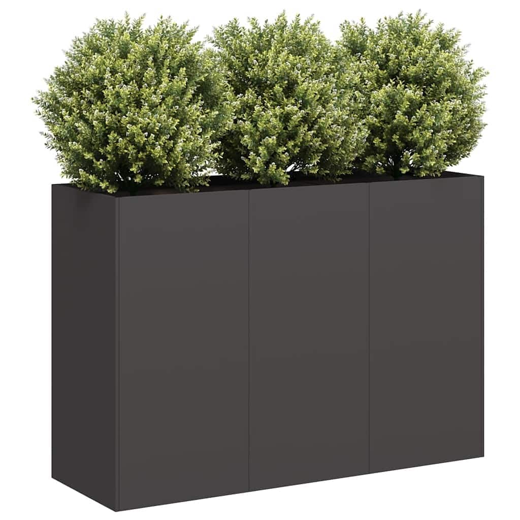 vidaXL Planter Black Cold-Rolled Steel Large Planters Planter - 15.7 x 47.2 x 31.5 in