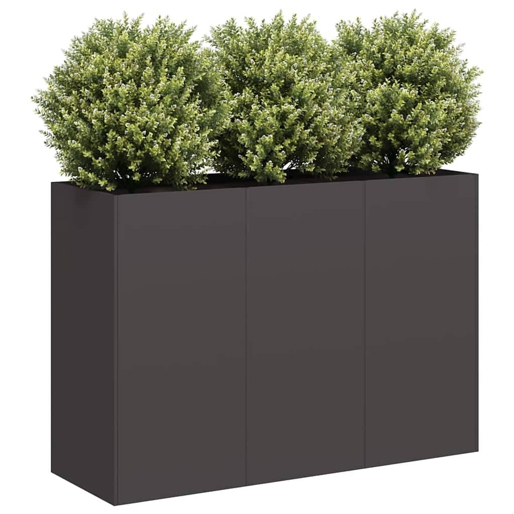 vidaXL Planter Black Cold-Rolled Steel Large Planters Planter - 15.7 x 47.2 x 31.5 in