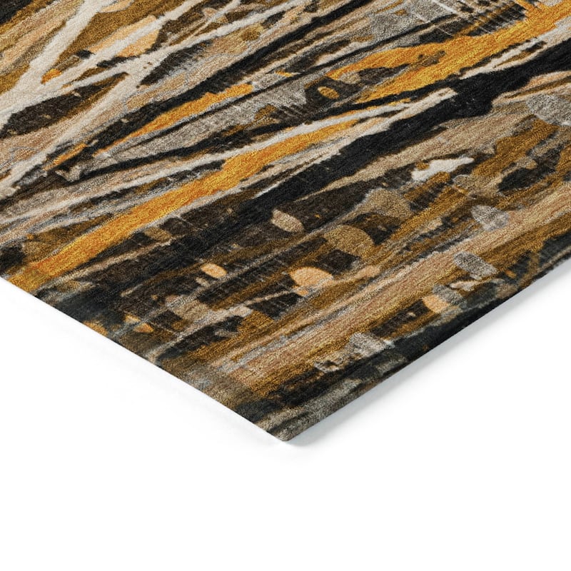Machine Washable Indoor/Outdoor Abstract Stripes Chantille Rug