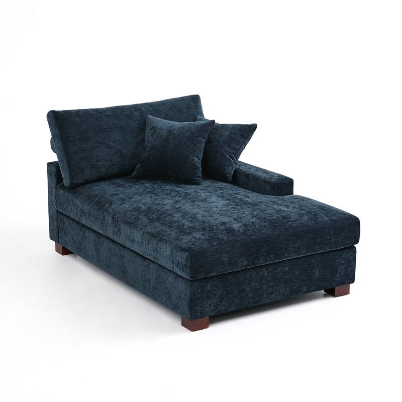 40.8"W Modern Chenille Upholstered Chaise Lounge with Pillow