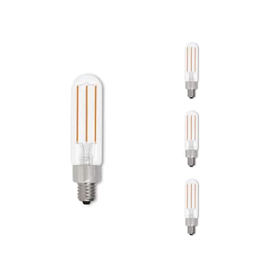 Bulbrite LED Filament Pack of (4) 4.5 Watt Dimmable T6 Light Bulb with Clear Glass Finish and Candelabra (E12) Base