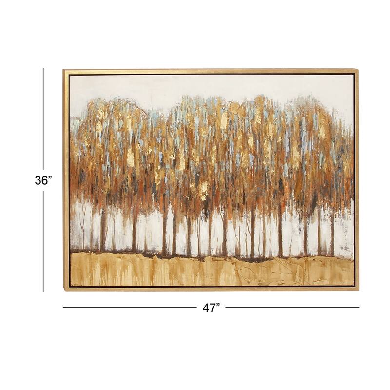Canvas Tree Framed Wall Art with Gold Frame - Brown - Roche River Decor