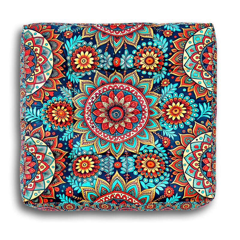 Handmade Thick Floor Pillow Cushion for Fireplace Yoga Living Room Sitting | 20x20 Inches