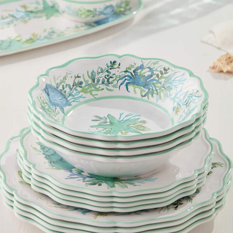 Certified International Sea Glass Melamine 28 oz. All Purpose Bowls, Set of 4 - 8.50"L x 8.50"W x 2.00"H