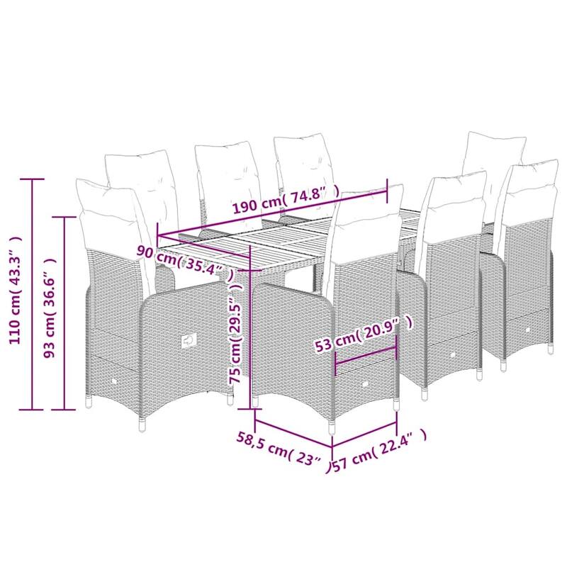vidaXL Bistro Set Black - 21.5 x 23.0 x 36.2