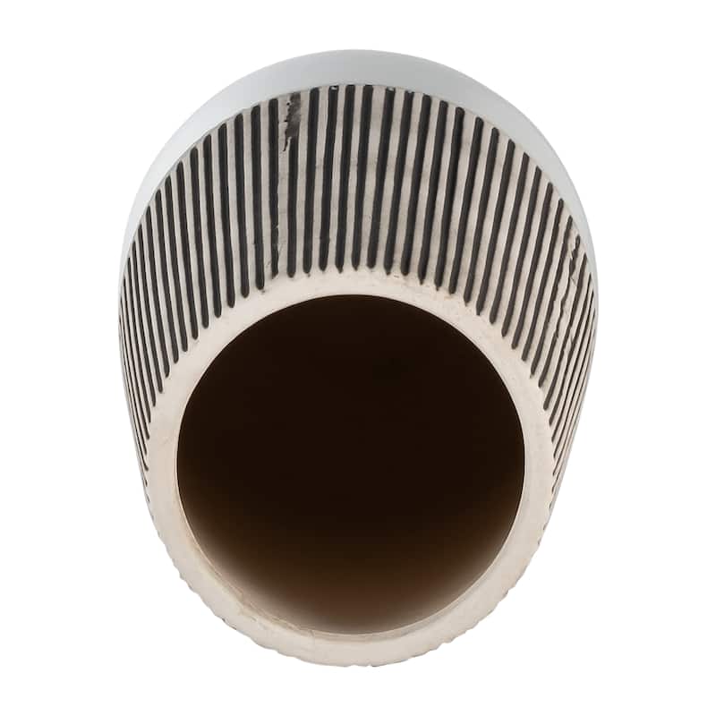 Sagebrook Home Ceramic Vase Contemporary Ivory and Beige Ridged Design Floral Vase For Decorative Table Accent