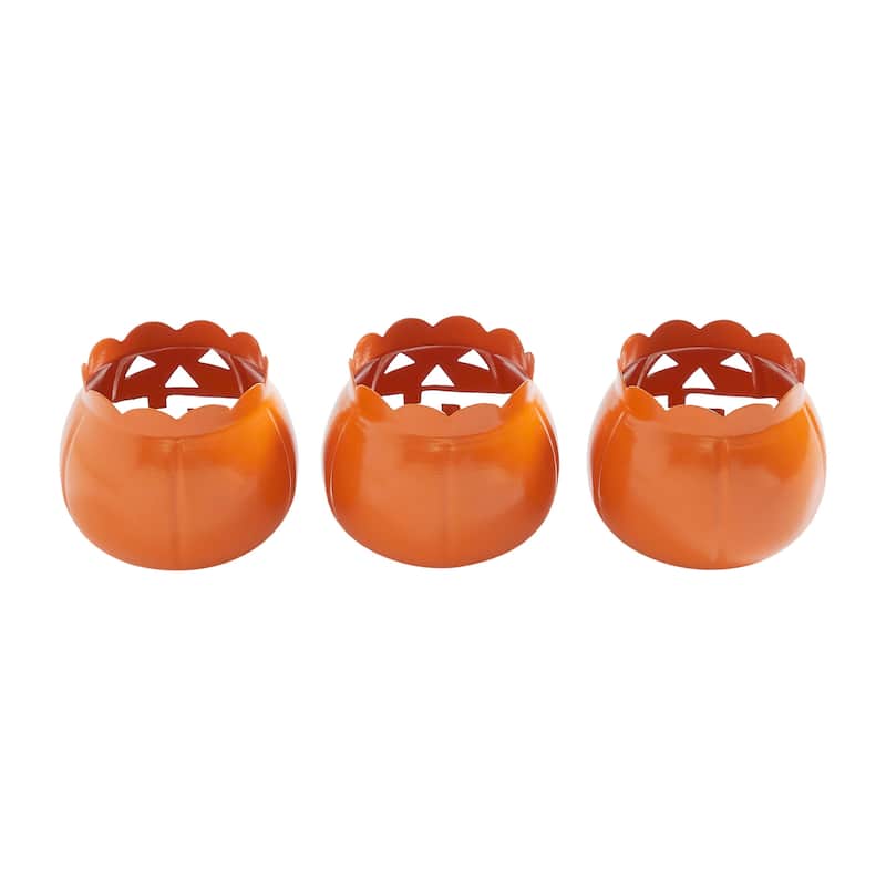 Jack-O-Lantern Candle Holder Orange Set of 3 - 3x3.5x3.5 - N/A