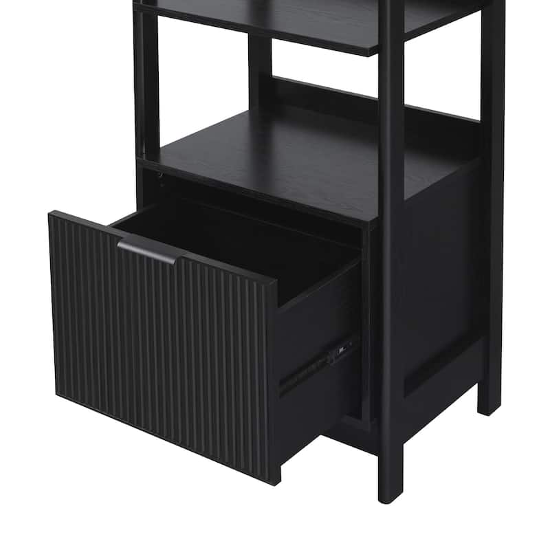 Transitional Narrow Bookshelf with Drawer on Bottom