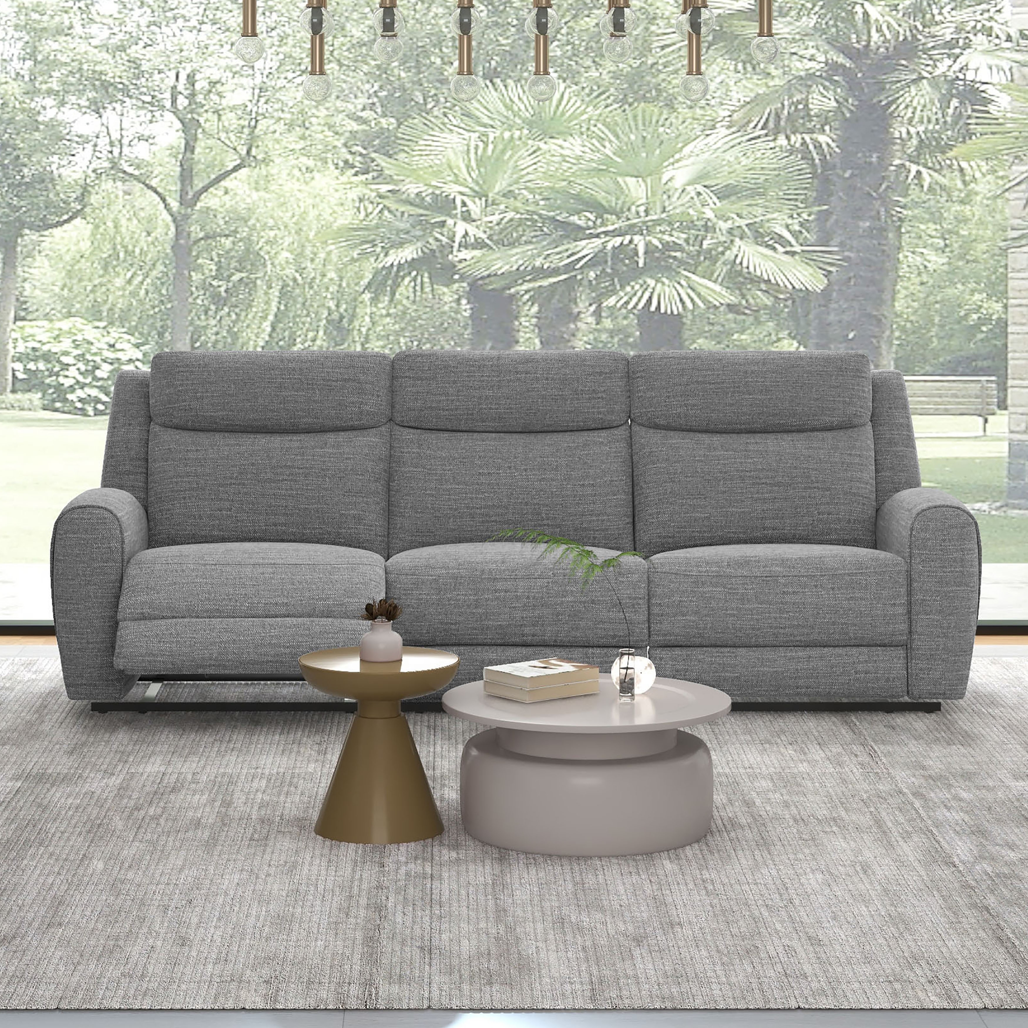 Furniture of America Ankrut Modern Grey Upholstered Manual Recliner Sofa