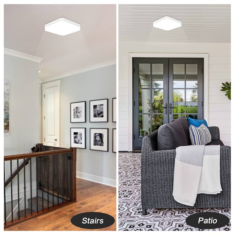 24Watts Square Selectable LED Flush Mount Ceiling Light for Dining Room Living Room Bedroom Kitchen - 7.08"Dx1.57H"