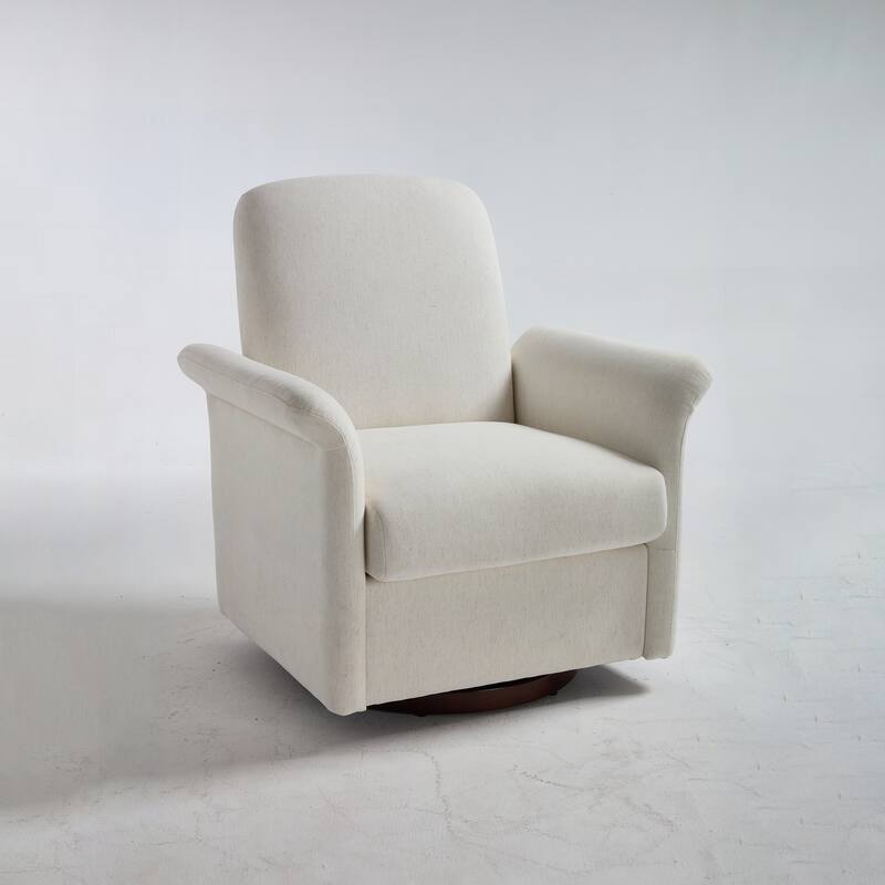 Swivel Accent Chair Modern Barrel Armchair with Wood Base