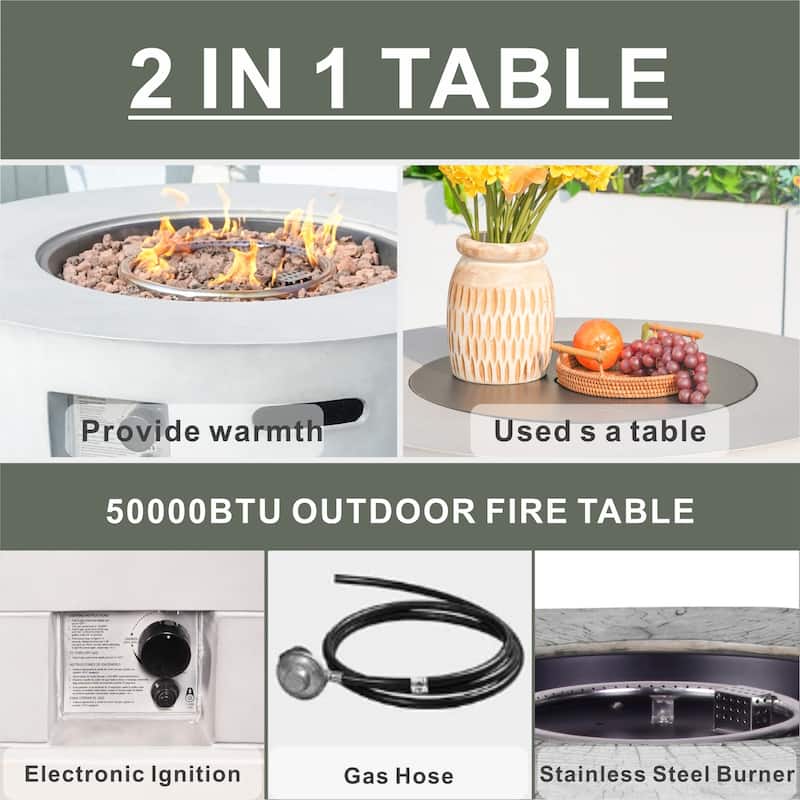 5/7-Seat Multifunctional Outdoor Fire Pit Sofa Set Conversation Set with Semicircle Fire Pit Table