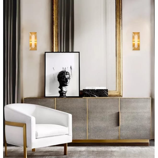1 Light Copper Metal Wall Sconce With A Stone Center