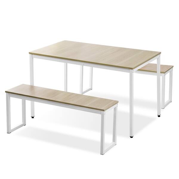 Shop 3 Piece Dining Set Kitchen Table With Benches Overstock