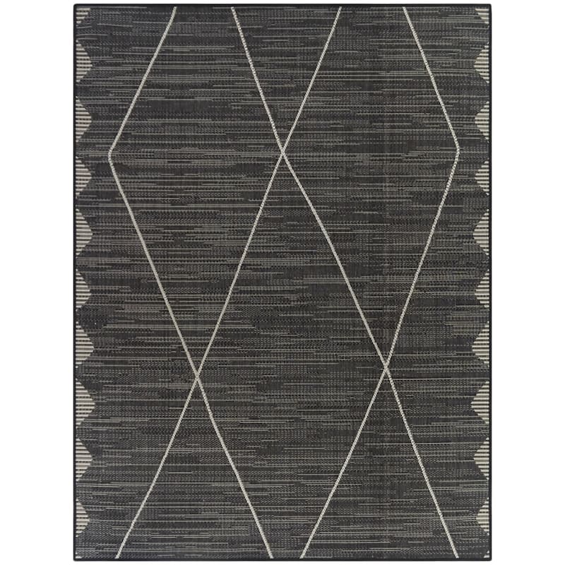 Calderon Recycled Moroccan Indoor/Outdoor Area Rug - 5'3" x 7' - Charcoal