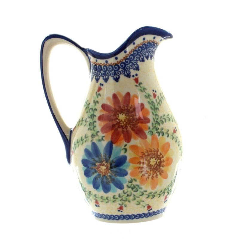 Blue Rose Polish Pottery 341 Vena Pitcher - Autumn Burst