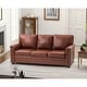 preview thumbnail 11 of 44, Rita Living Room 3-Seat Genuine Leather Sofa with Solid Wood Legs and Nailhead BROWN
