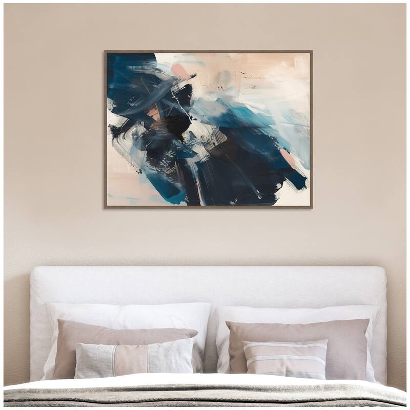 Kate and Laurel Sylvie Deep Blue Momentum II Framed Canvas by Amy Lighthall