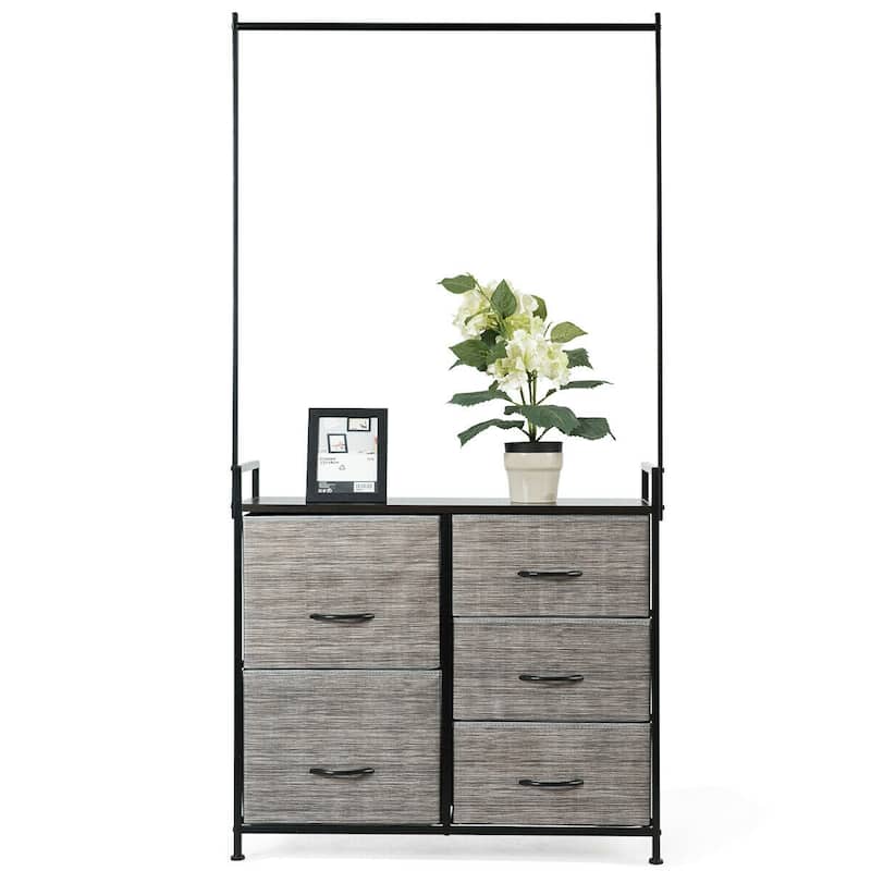 Gymax Dresser Storage Tower Closet Organizer w/ 5 Drawers Metal Frame - See Details