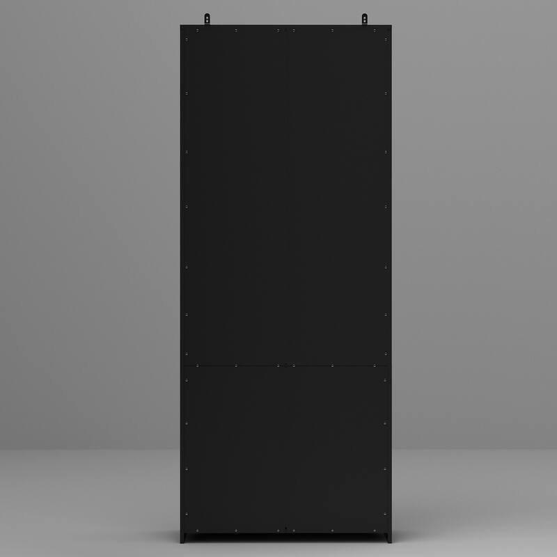 78.7" Combo Buffet Bookcase Storage Cabinet Glass Bookshelf Display
