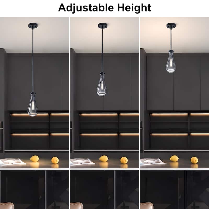 Starsky 1-Light Teardrop Modern Clear Raindrop Glass Pendant