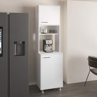 Kitchen Pantry Cabinet With Two Doors and Open Middle Shelf