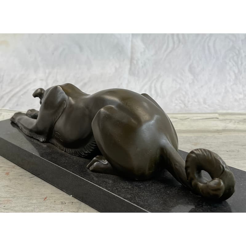 Signed Carvin Patient And Loving Greyhound Dog Bronze Art Deco Sculpture Statue
