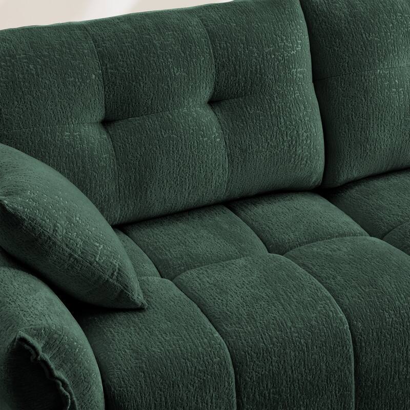 110.2" Chenille Three Seater Upholstered Sofa, 3 Ottoman