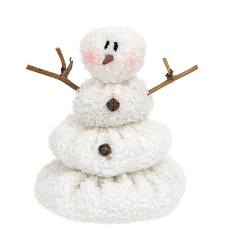 White Sherpa Melting Snowman Plush Figure Winter Shelf Decor - 4" x 4" x 6" - White