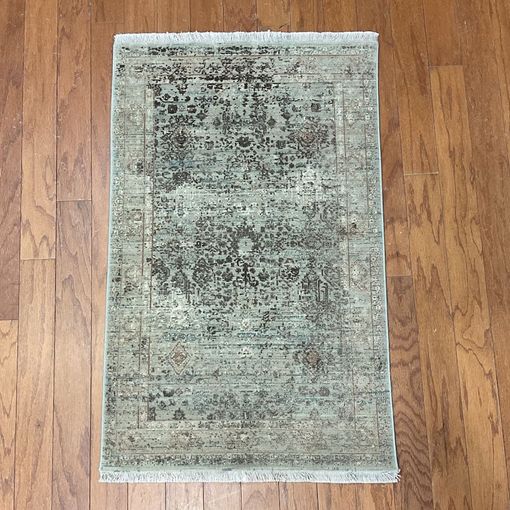 HERAT ORIENTAL Turkish Modern Erased Design Wool & Silk Rug - 2' x 2'11"