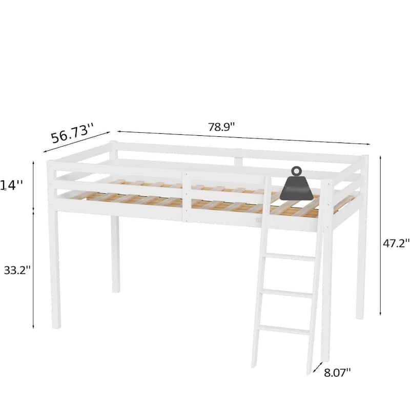 Espresso Wood Junior Loft Bed with Stairs for Adults, Kids and Young Teens