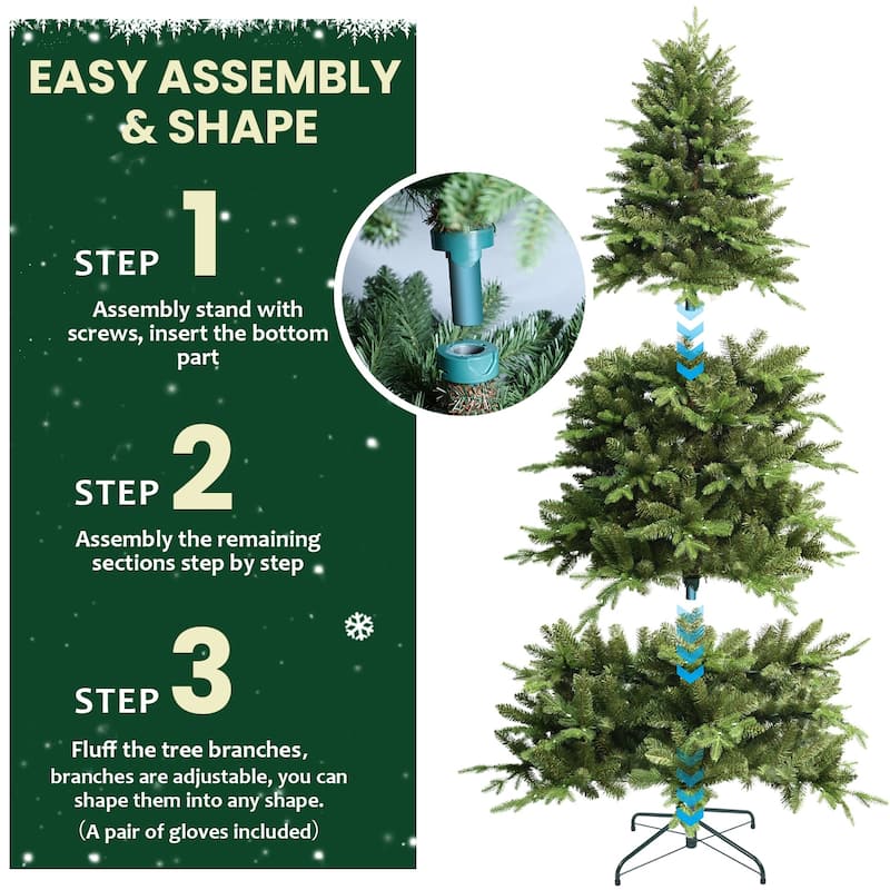 Artificial Christmas Tree, Full Lush Hinged Pine with PE+PVC Mixed Needles