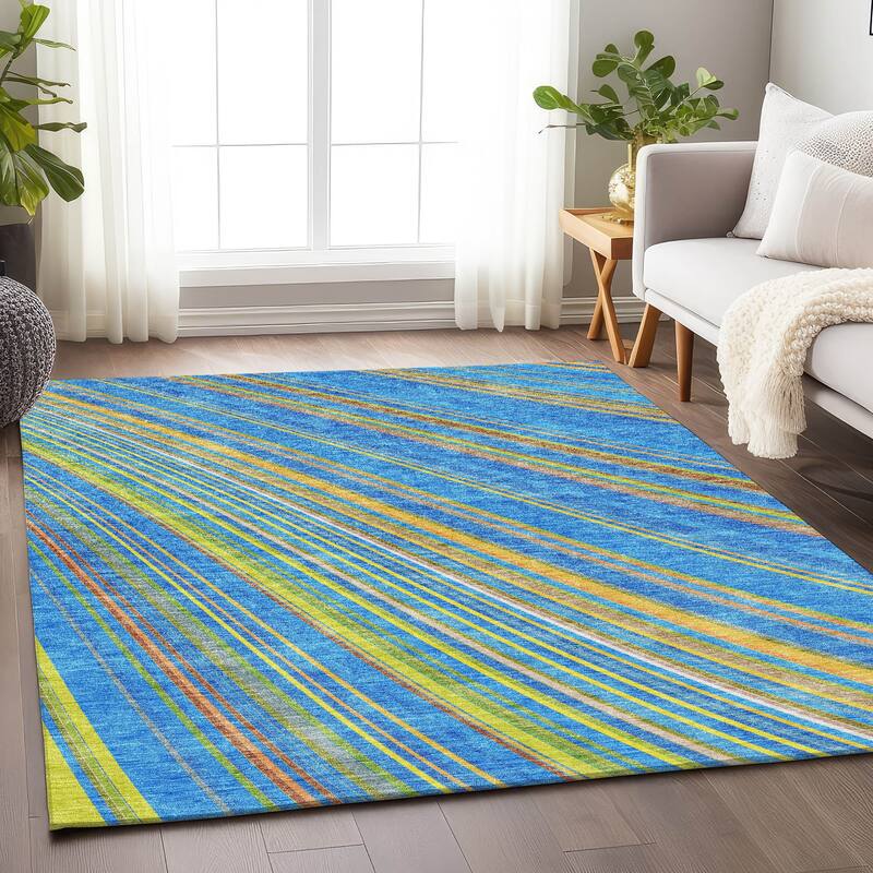 Premium Washable Super Soft Modern Flow Mayfield Rug - Denim - 9' x 12'