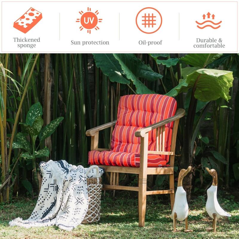 22" x 44" Tufted Outdoor Patio Chair Seating Pad - 44" (L) x 22" (W) x 5" (H)