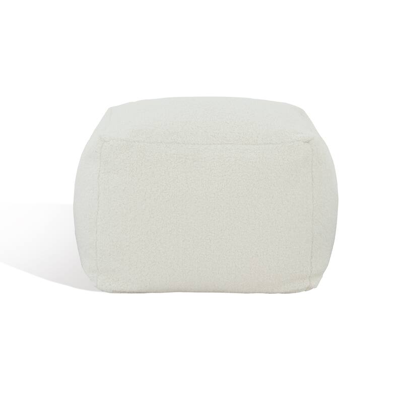 SAFAVIEH Couture Kamryn Boucle Square Ottoman Pouf - White