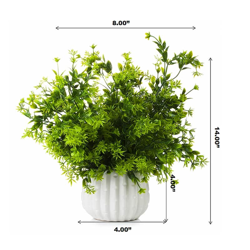 Enova Home 14 inches Artificial Mixed Greenery Foliage Fake Plants in White Ceramic Pot for Home Garden Decoration - N/A