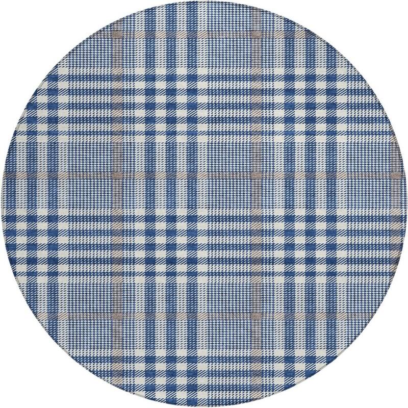 HomeRoots Plaid Transitional Rectangle Outdoor Rug
