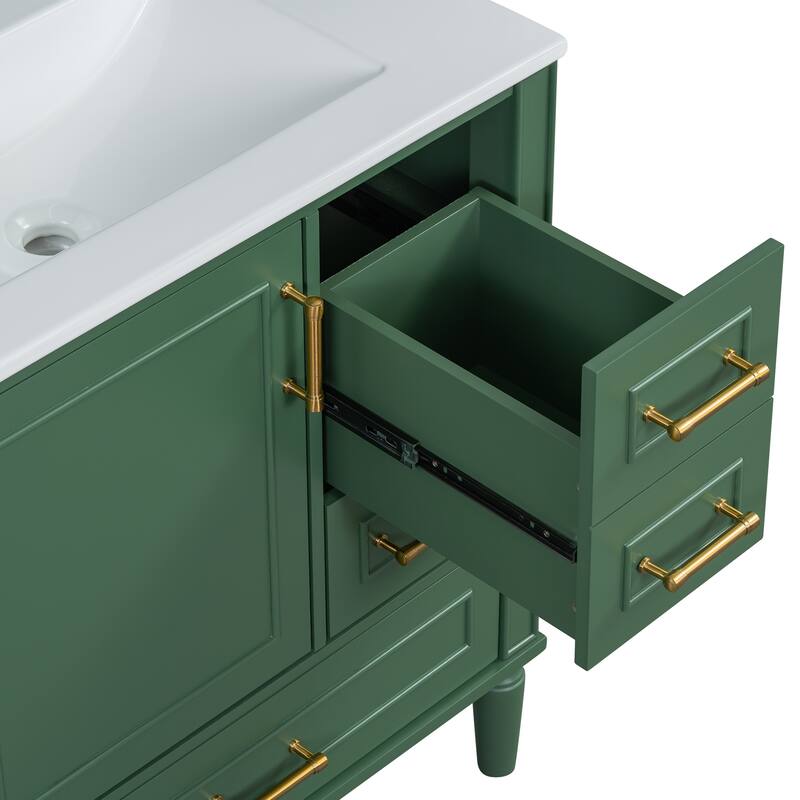 Bathroom Vanity with Sink, Storage Cabinet with Soft Close Door and 3 Drawers, Single Basin Vanity Set with Door Organizer