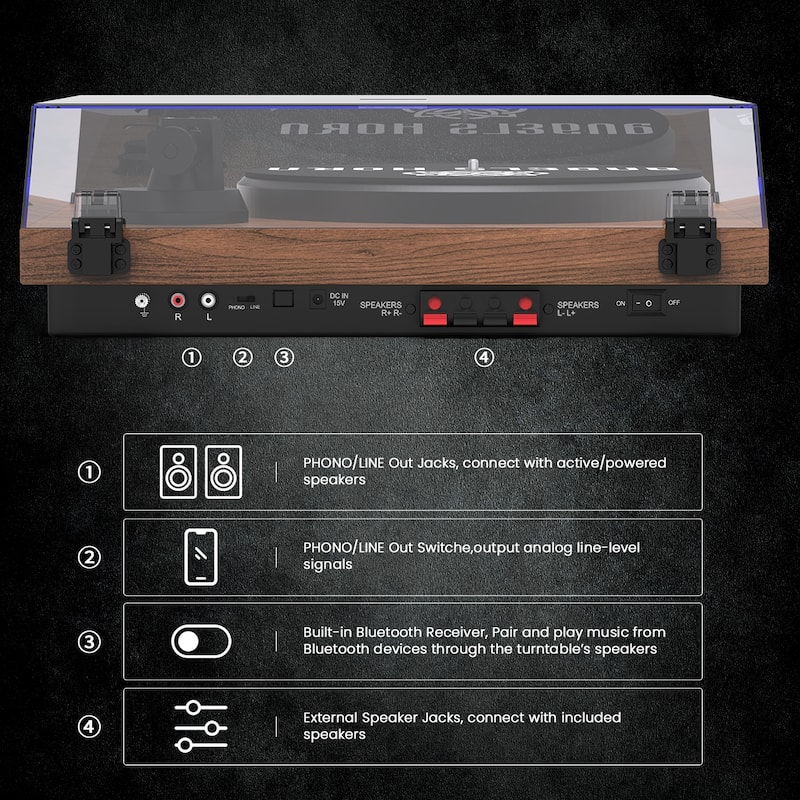 Hi-Fi System Bluetooth Turntable with Stereo Bookshelf Speakers