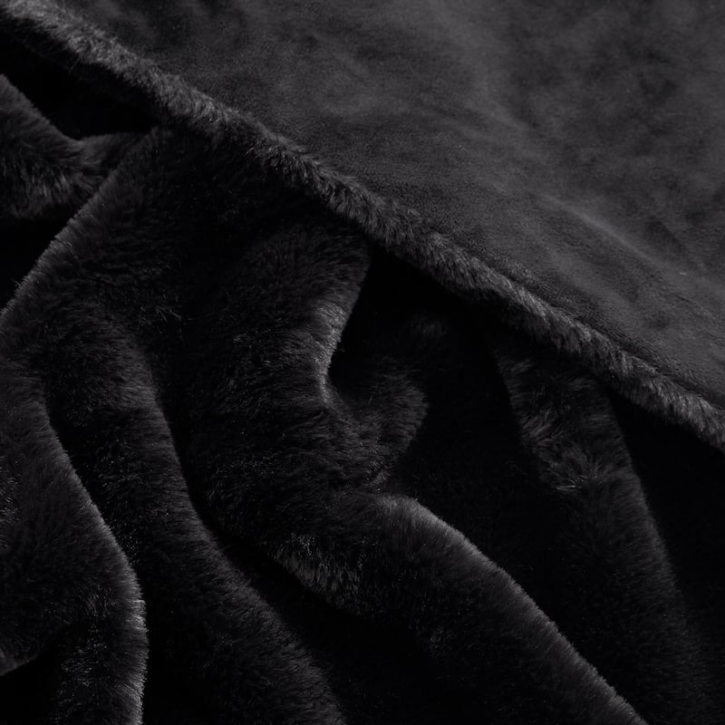 Lucky Brand Solid Synthetic Fur Rabbit 50" x 70" Throw Blanket