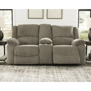 Draycoll Contemporary Double Reclining Loveseat w/Console, Pewter - Medium